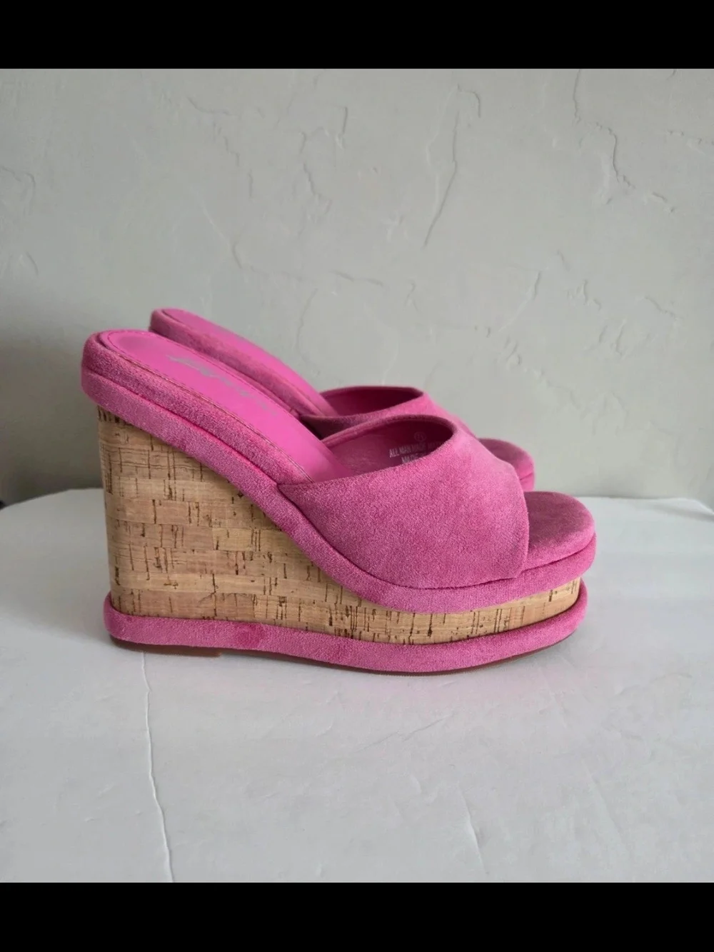 Liliana Pink Madeline Cork Wedge Platform Mules 8